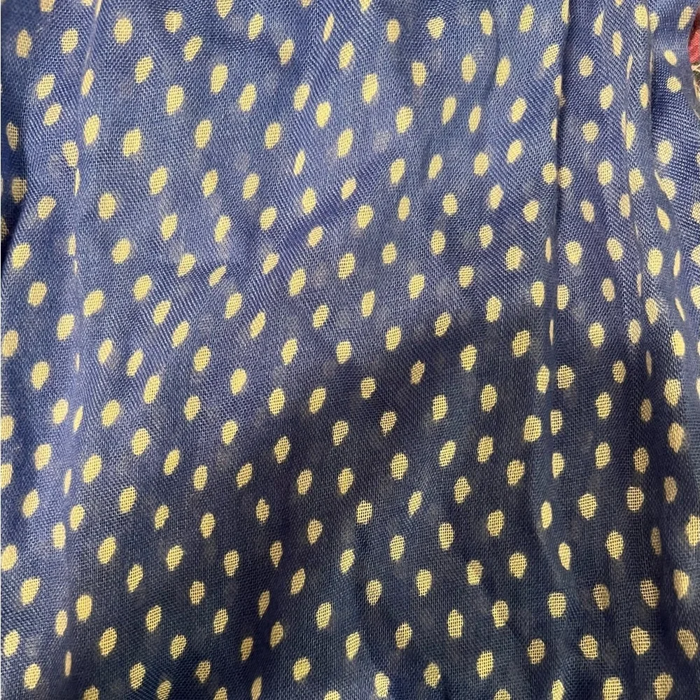 Contemporary Scarf Blue White Dot Coastal Nautical Isaac Mizrahi EUC 30